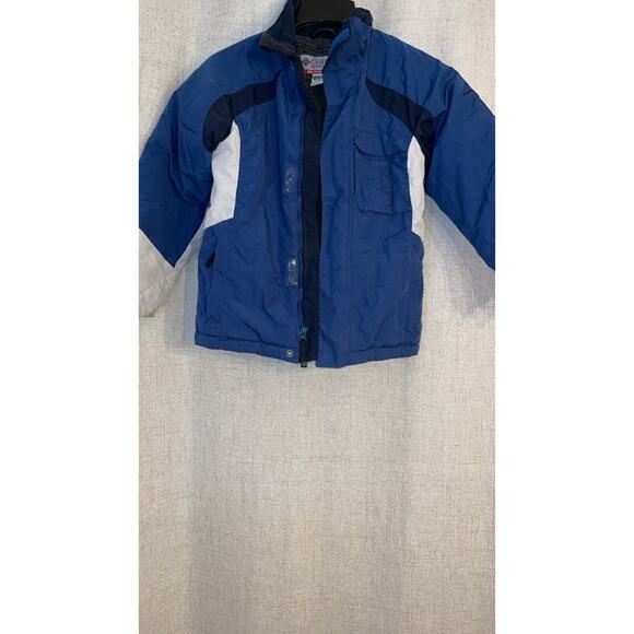 Columbia Boys Down Jacket Size 10-12 Ski Winter Coat Blue Black Snowboarding